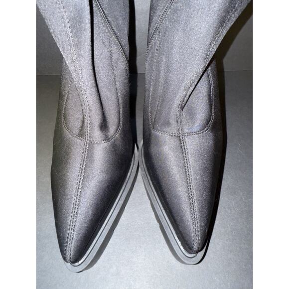 Azalea Wang Platform Womens Boot Black Size 8.5 Zip Almond Toe City Career Mod - Picture 4 of 7